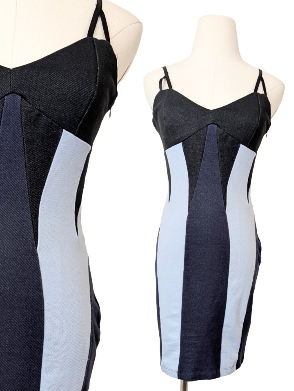 Buffalo David Bitton Mini Dress Denim Colorblock Sleeveless Size Small